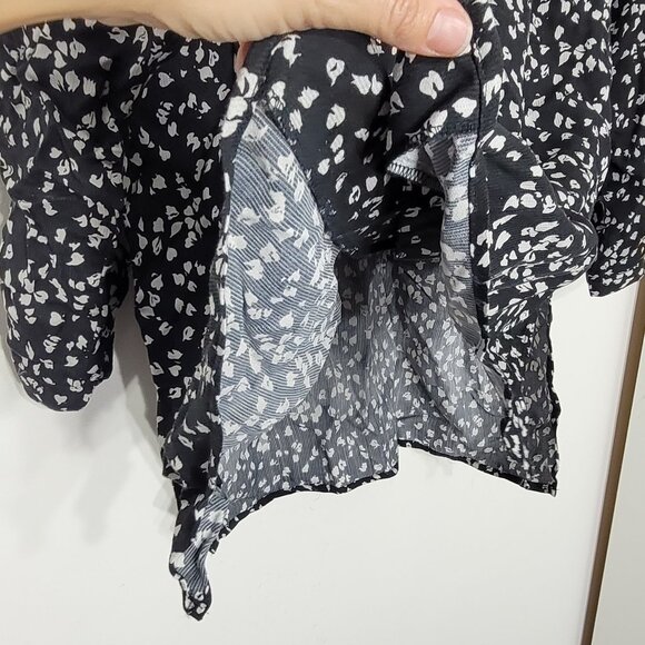 Claudia Barnes Black White Loose Fit Casual Button-Front Blouse Office Medium - Picture 5 of 10